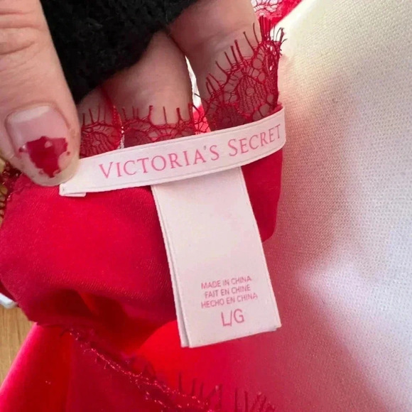 Victoria's Secret Red Slip Dress Lace Lingerie Size L - Picture 4 of 7